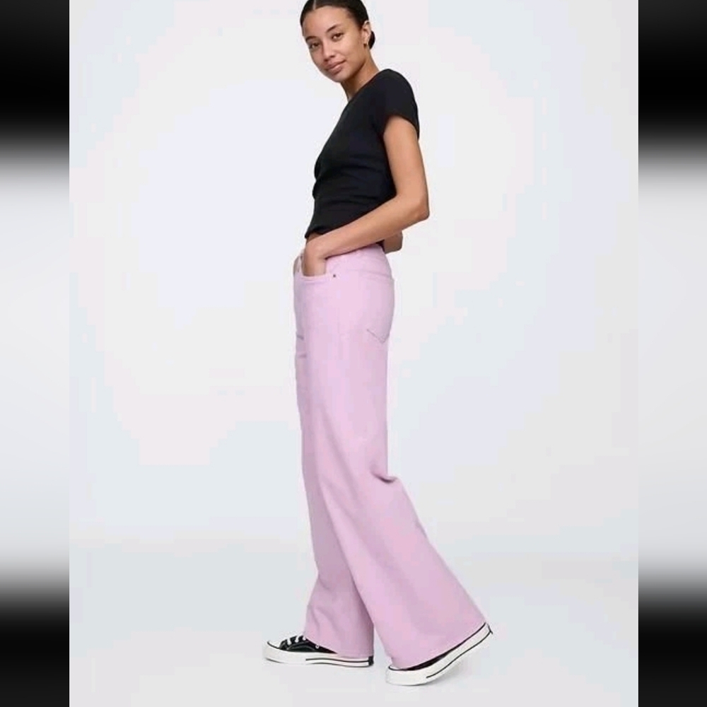 NWT! GAP Factory, High Rise Wide-Leg Jeans, Purple Orchid, 6/28R, MSRP $69.99 - Picture 3 of 5